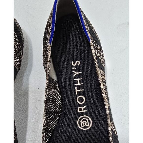 Rothy's Golden Shimmer Points Flats Black Gold Womens Size 6.5 Metallic Classic - Picture 4 of 8